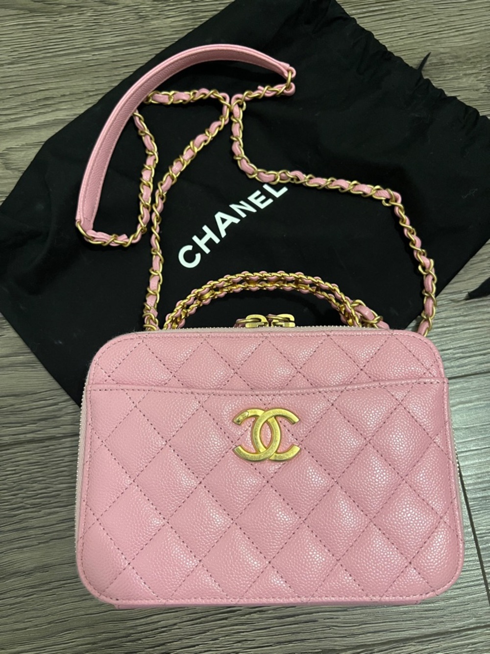 CHANEL Pink Quilted Crossbody vanity bag